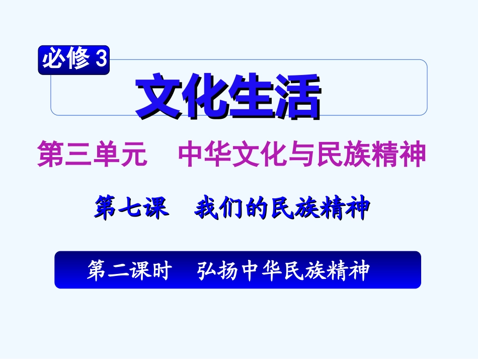 【学海导航】湖南省2011届高考政治总复习 第三单元第七课第二课时弘扬中华民族精神课件 新人教版必修3_第2页