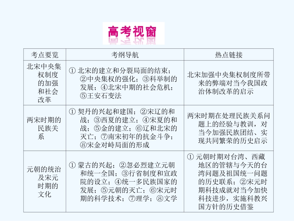 《金版新学案》2011高三历史一轮 第8讲 北宋中央集权制度的加强和社会改革课件_第2页