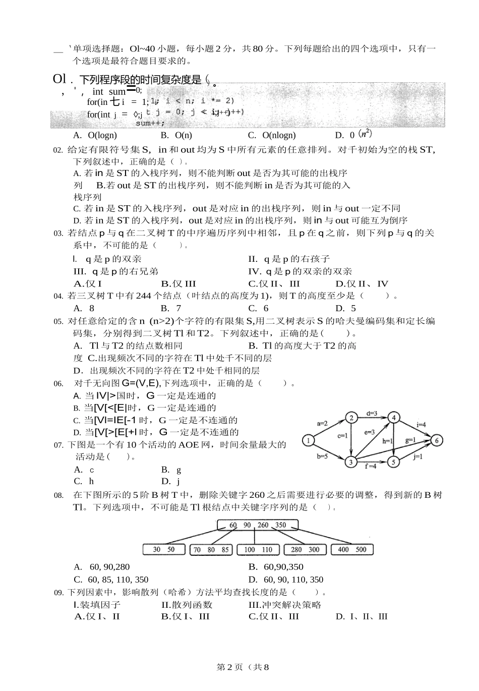 2022年计算机408统考真题_第2页