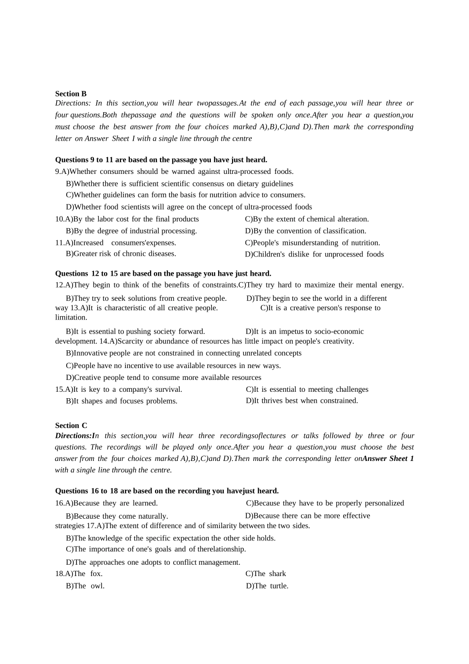 2024年6月第1套英语六级真题_第2页
