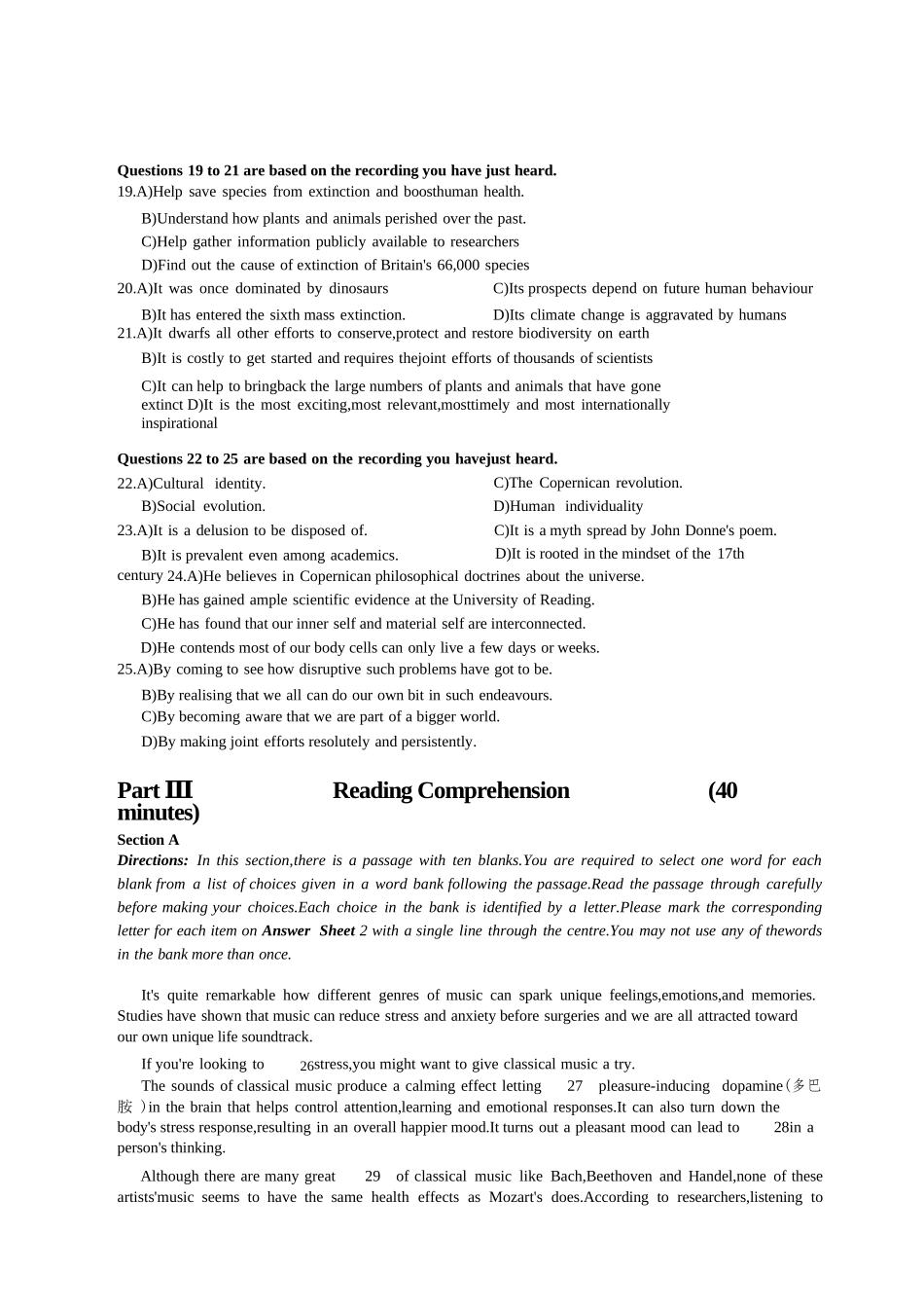 2024年6月第1套英语六级真题_第3页