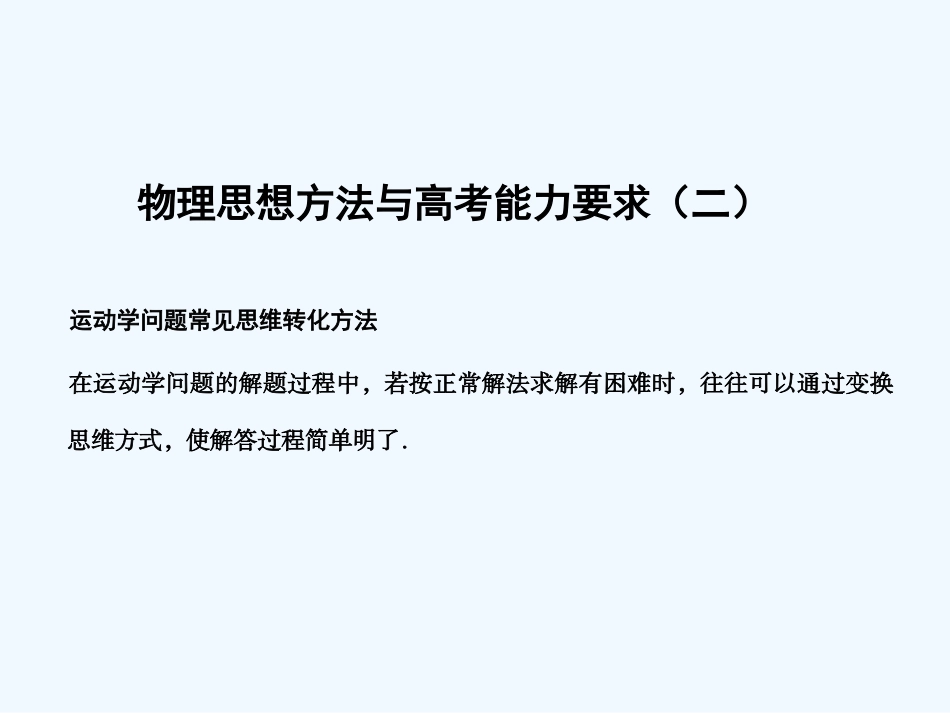 【创新设计】2011届高考物理一轮复习 物理思想方法与高考能力要求2课件 人教大纲版_第1页