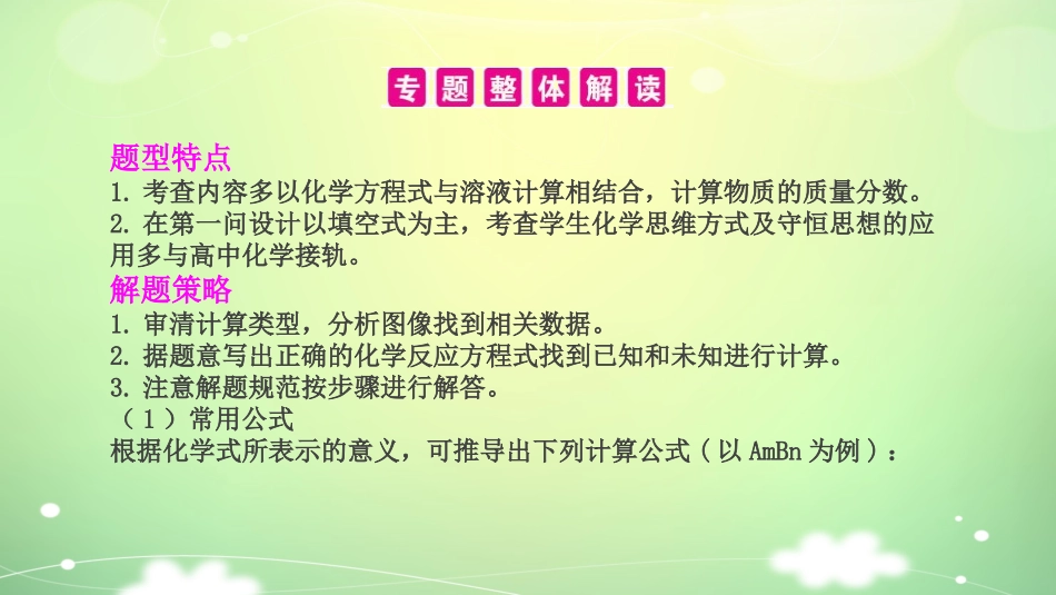 【PK中考】2017年中考化学（湖南专用）总复习课件：专题八+化学计算_第3页