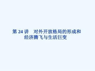 《金版新学案》2011高三历史一轮复习 第24讲 对外开放格局的形成和经济腾飞与生活巨变课件 岳麓版