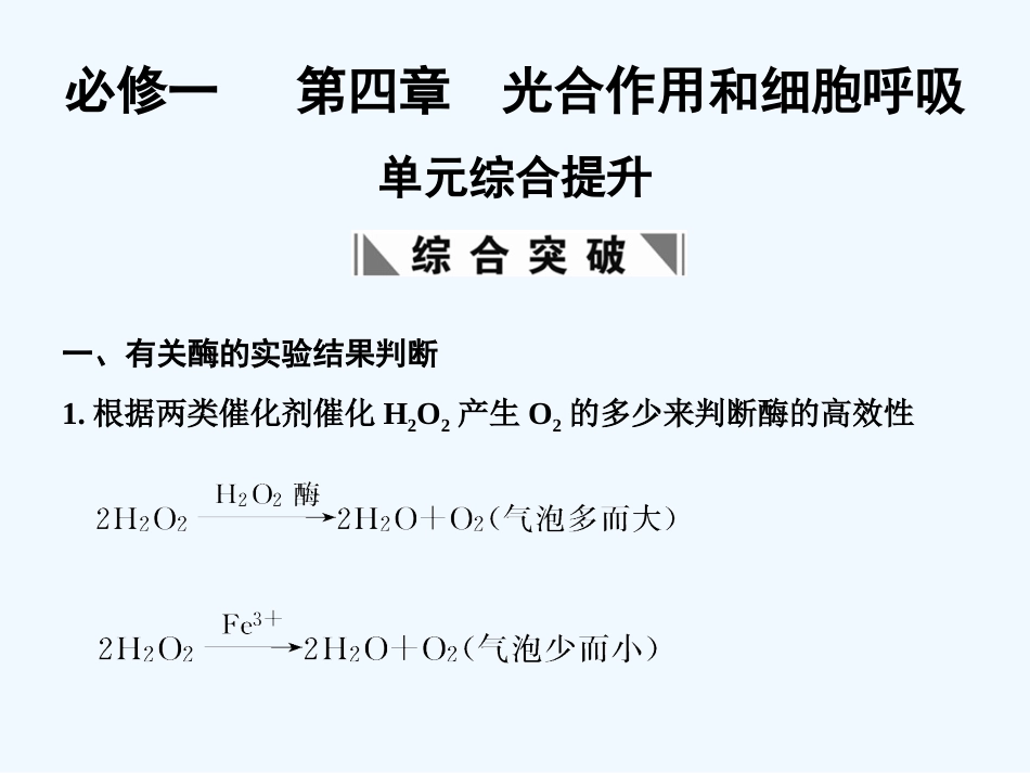 【创新设计】2011届高考生物一轮复习 第4章 单元综合提升 光合作用和细胞呼吸课件 苏教版必修1 _第1页