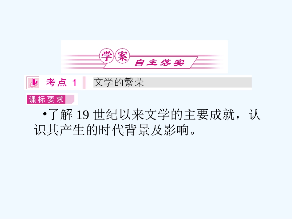 《金版新学案》2011高三历史一轮 第31讲 19世纪以来的世界文学艺术课件 新人教版_第2页