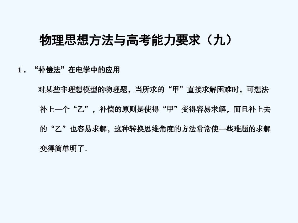 【创新设计】2011届高考物理一轮复习 物理思想方法与高考能力要求9课件 人教大纲版_第1页