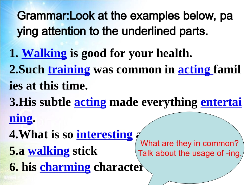 必修四unit3Grammar---ing形式_第1页