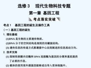 【创新设计】2011届高考生物一轮复习 第一章 基因工程课件 浙科版选修3