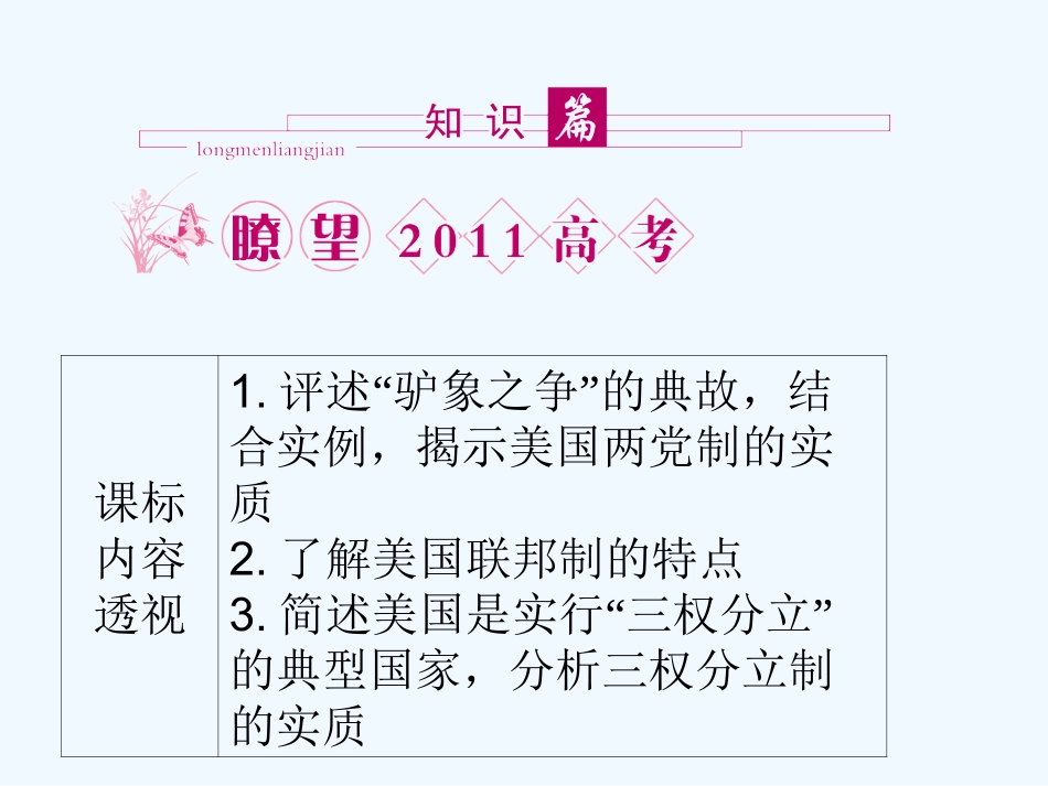 【龙门亮剑】2011高三政治一轮复习 专题3 联邦制、两党制、三权分立：以美国为例课件 新人教版选修3_第2页