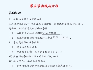 《学案与测评》2011年高考数学总复习 第九单元第五节 曲线与方程精品课件 苏教版