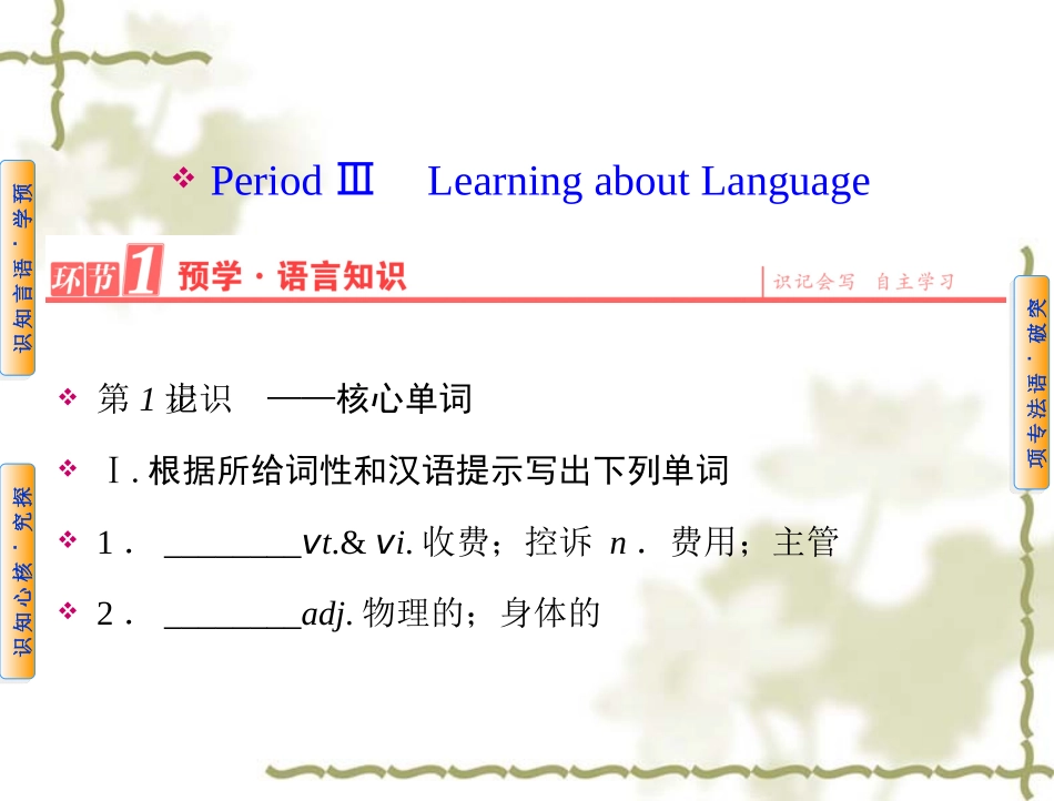 【人教版】高中英语必修二：第2单元PeriodⅢLearningaboutLanguage课件_第1页