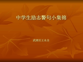 中学生行为规范励志警句小集锦（武清区王永全）