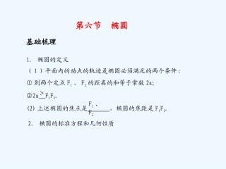 《学案与测评》2011年高考数学总复习 第九单元第六节 椭圆精品课件 苏教版