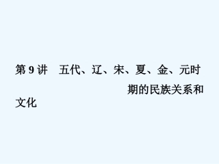 《金版新学案》2011高三历史一轮 第9讲 五代、辽、宋、夏、金、元时期的民族关系和文化课件