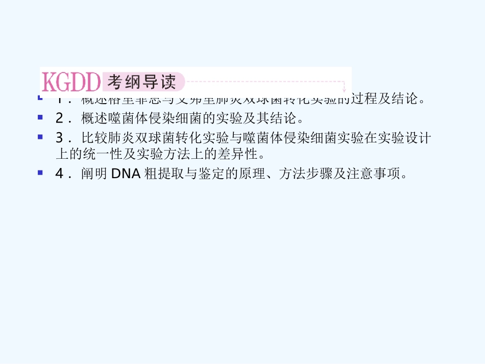 【精品】2011届高考生物第一轮复习经典学案 4-1 DNA是主要的遗传物质课件_第2页