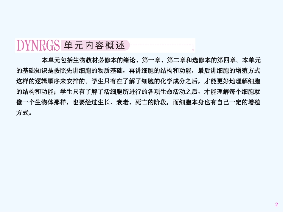 【精品】2011届高考生物第一轮复习经典学案 1单元 生命的物质基础和结构基础课件_第2页