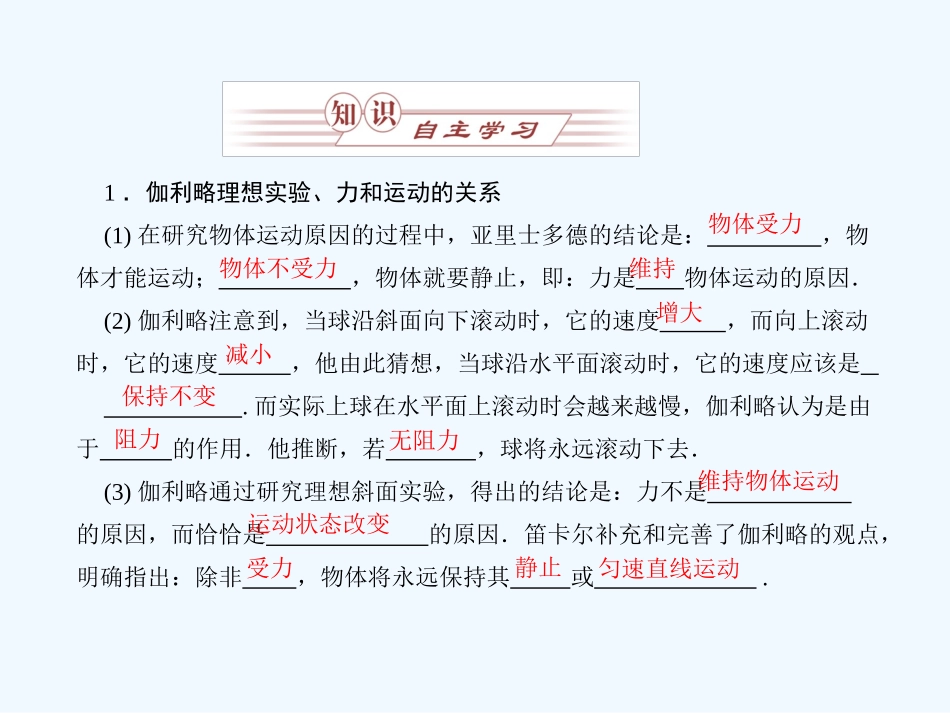 （新课标沪科版）《金版新学案》2011高三物理一轮复习 牛顿第一定律课件_第2页