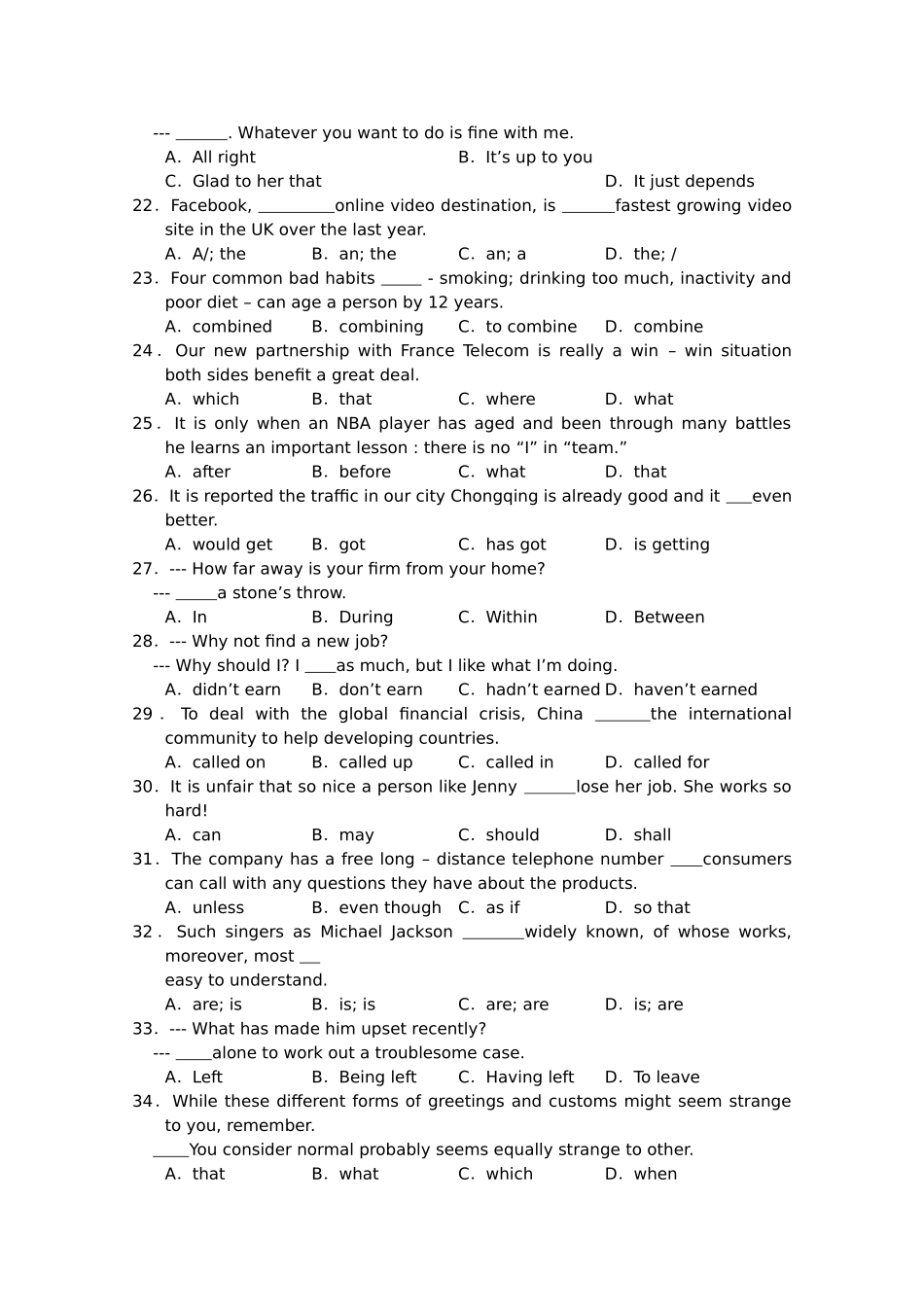 重庆南开2011高三英语上学期期中考试试题旧人教版会员独享 _第3页
