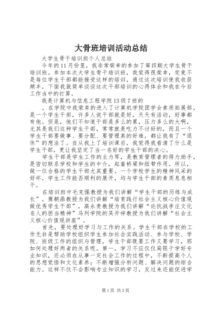 大骨班培训活动总结 