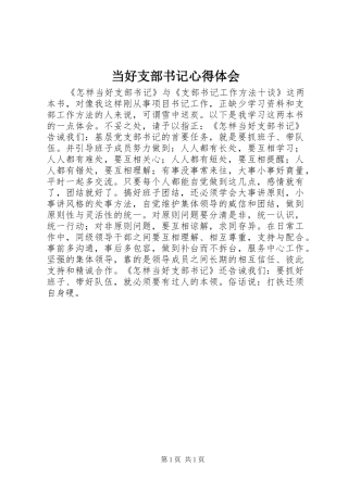 当好支部书记体会心得