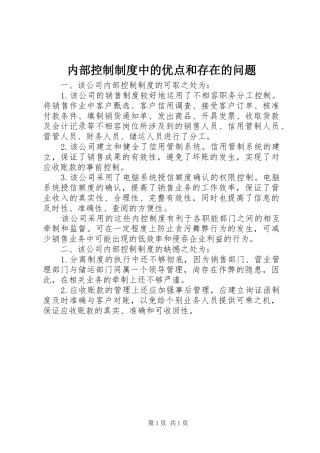 内部控制制度中的优点和存在的问题