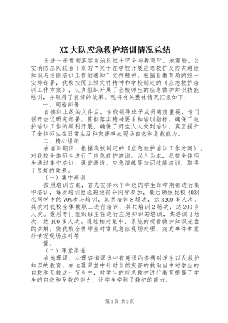 XX大队应急救护培训情况总结 