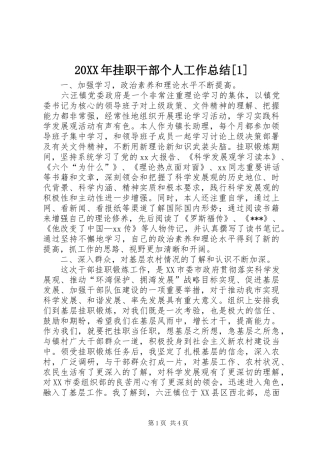 20XX年挂职干部个人工作总结[1]