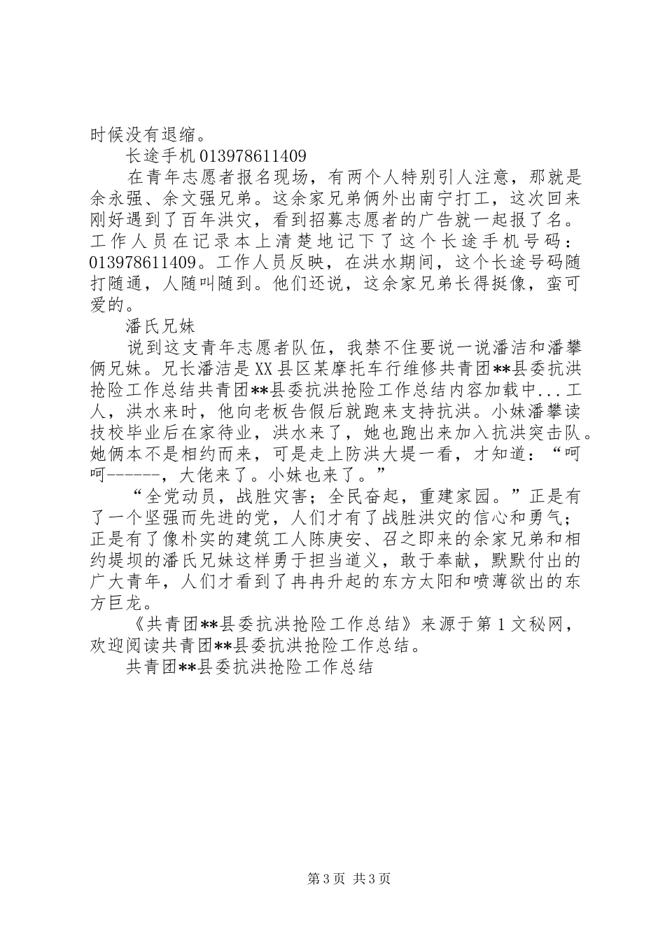 共青团XX县委抗洪抢险工作总结 _第3页