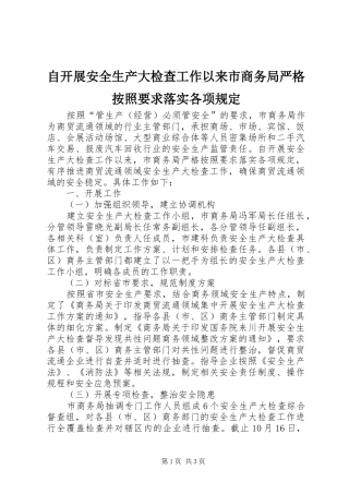 自开展安全生产大检查工作以来市商务局严格按照要求落实各项规定