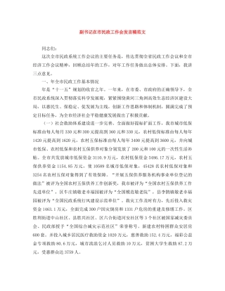 副书记在市民政工作会发言稿范文 