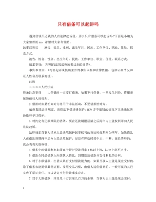 只有借条可以起诉吗 