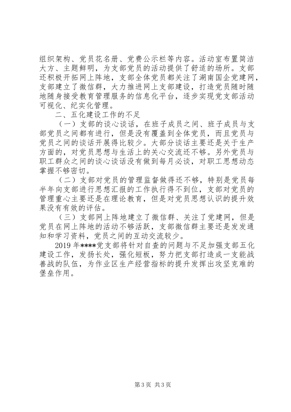 XX年党支部五化建设工作总结 _第3页