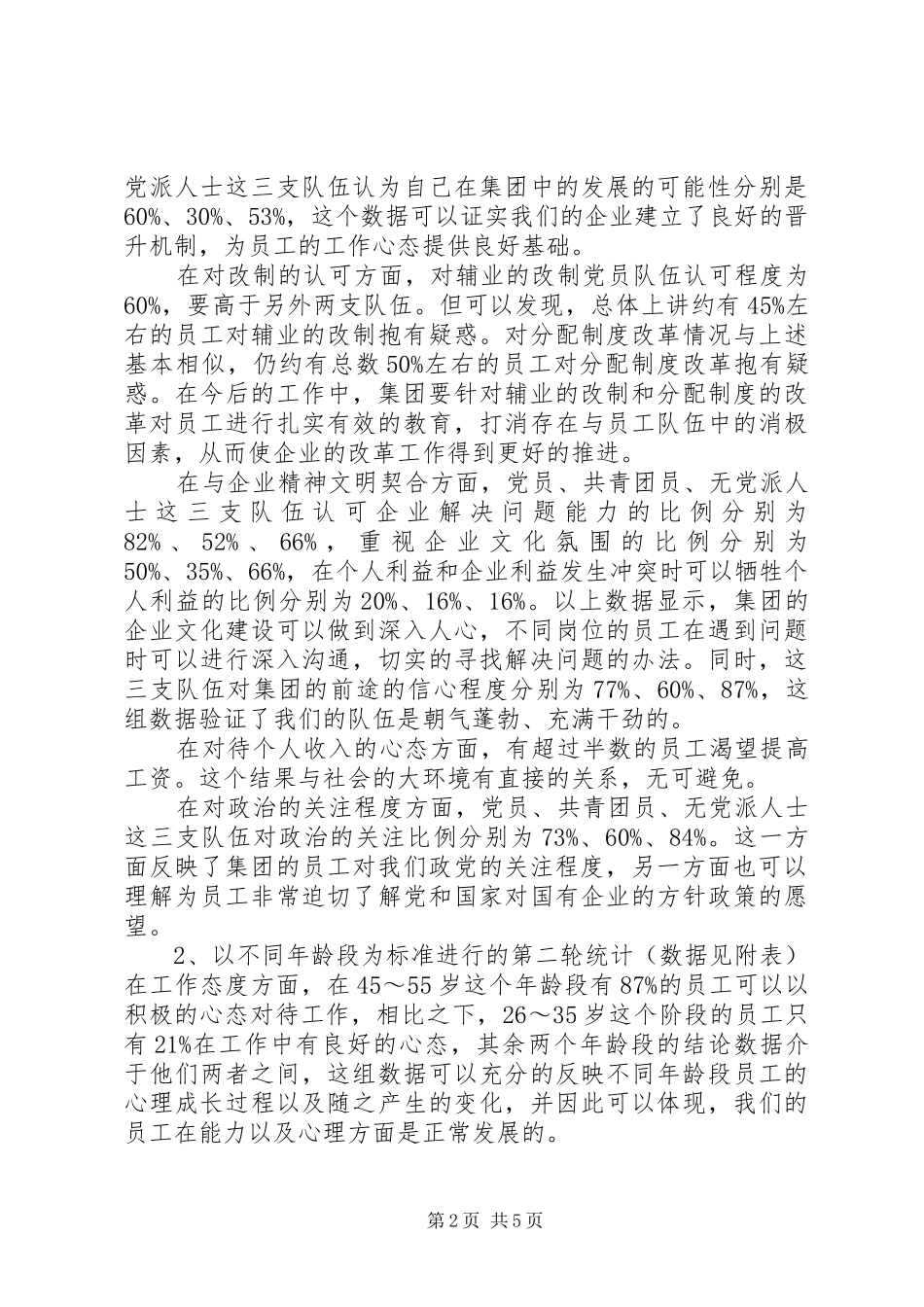 XX年职工思想状况调查活动总结 _第2页