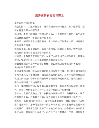 漫步在新农村的田野上 