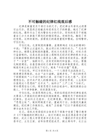 不可触碰的纪律红线观后心得