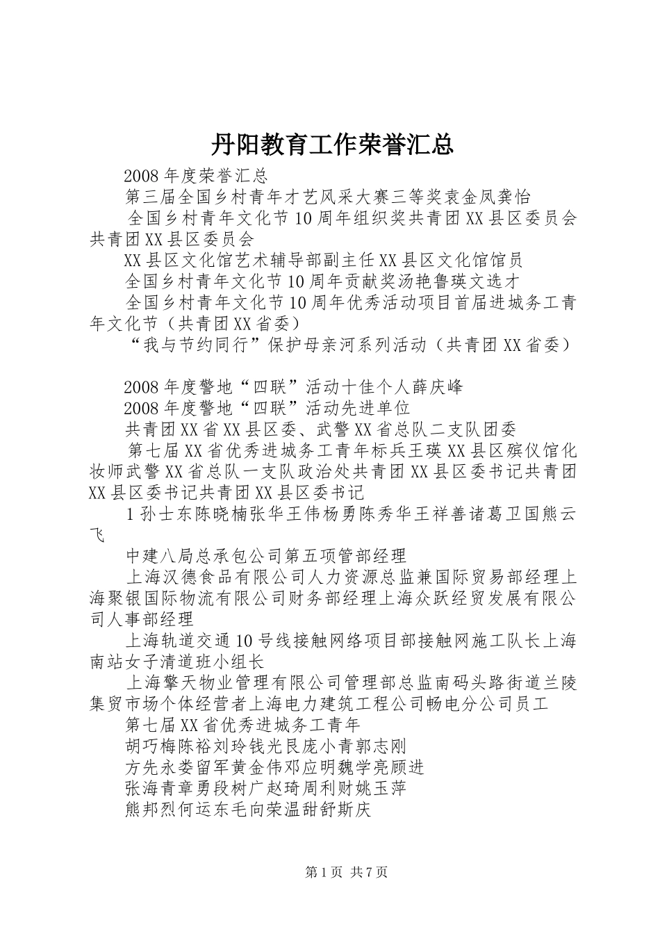 丹阳教育工作荣誉汇总 _第1页