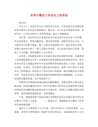 在审计整改工作会议上的讲话 