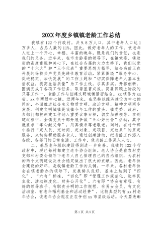 20XX年度乡镇镇老龄工作总结