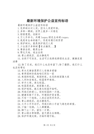 最新环境保护公益宣传标语