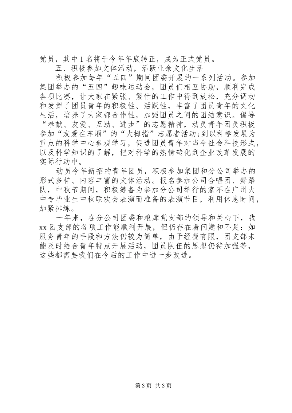 XX年团支部年终工作总结 _第3页
