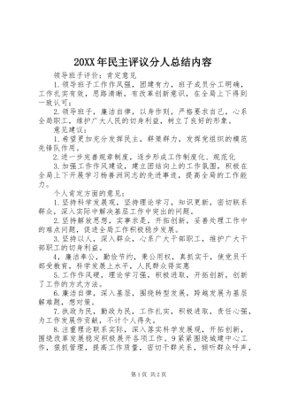 20XX年民主评议分人总结内容 (5)