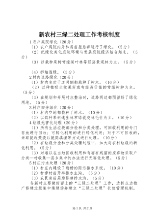 新农村三绿二处理工作考核制度