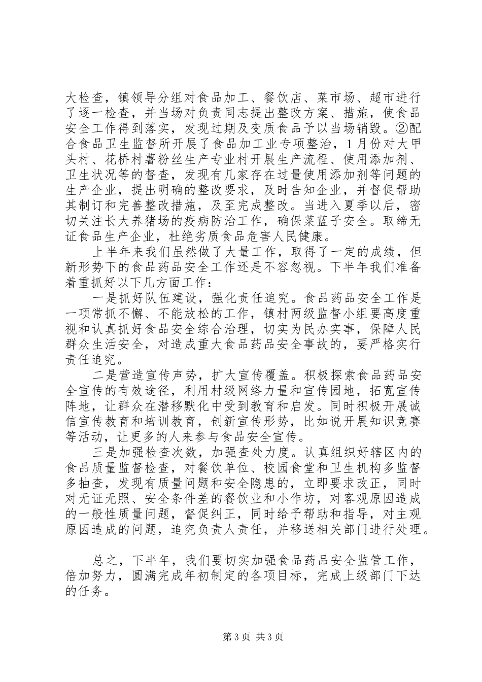XX乡202X食品药品安全半年工作总结_第3页