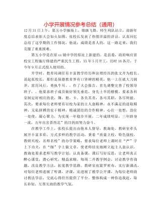 小学发展状况参考总结（通用） 