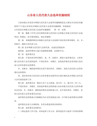 山东省人民代表大会选举实施细则 