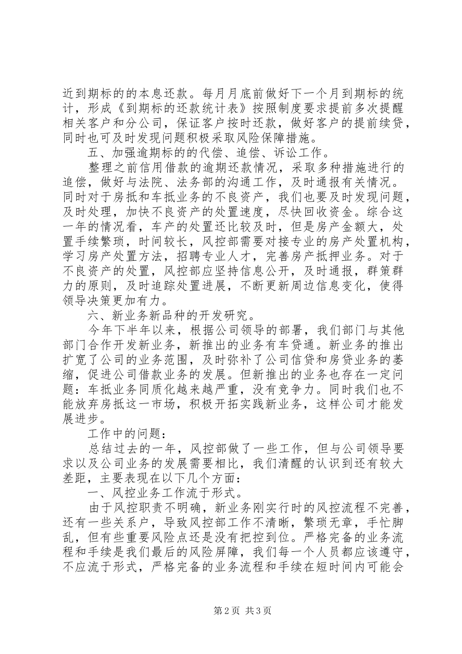 一周工作总结风控 _第2页