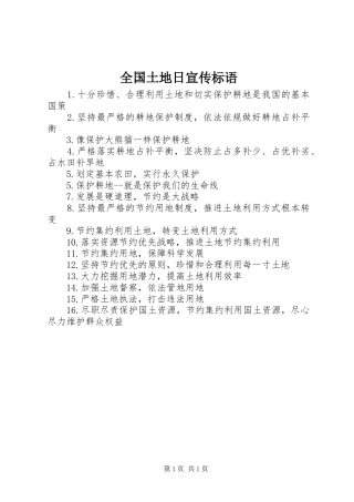 全国土地日宣传标语
