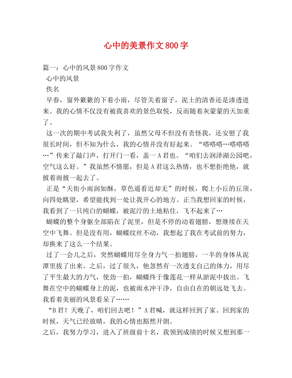 心中的美景作文800字 _第1页