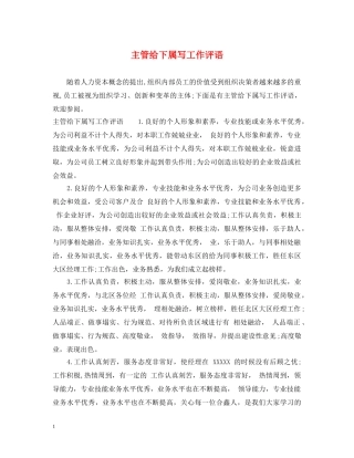 主管给下属写工作评语
